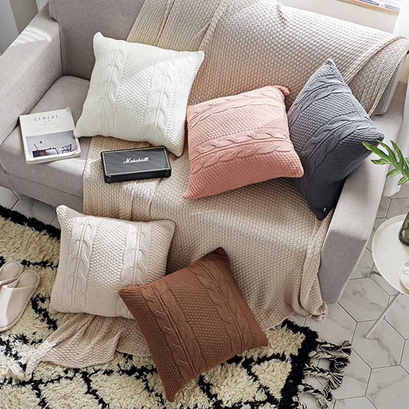 Double Cable Knit Cushion Cover Vintage Coffee Ivory Grey Pink Coffee Solid Pillow Case 45cm*45cm Soft 5 colors for choose
Double Cable Knit Cushion Cover Vintage Coffee Ivory Grey Pink Coffee Solid Pillow Case 45cm*45cm Soft 5 colors for choose