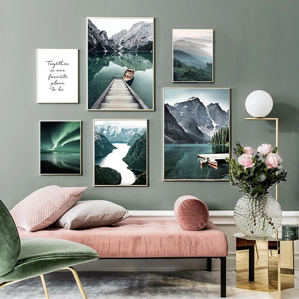 Скандинавская лесная лодка, пейзаж, холщовая печать, Постер Aurora Lake River Snow Mountain, современная картина, домашний декор
Скандинавская лесная лодка, пейзаж, холщовая печать, Постер Aurora Lake River Snow Mountain, современная картина, домашний декор