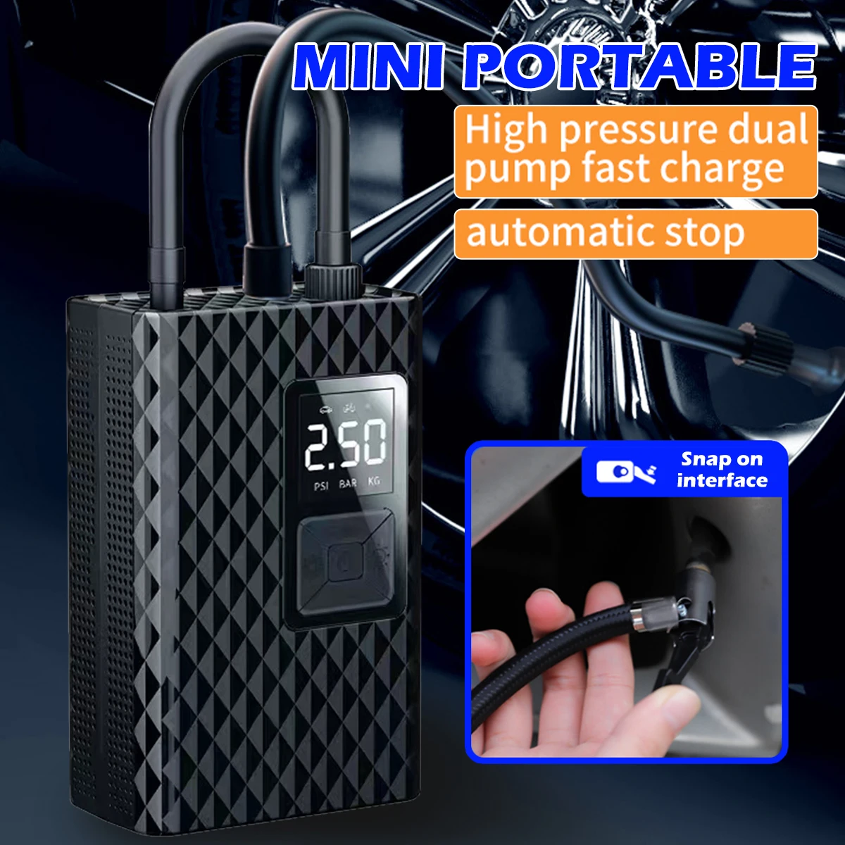 Car Electric Air Pump Tire Inflator Reusable Portable Tire Pump Fast Air Compressor with LED Light USB Charging Tire Pump 150PSI
Car Electric Air Pump Tire Inflator Reusable Portable Tire Pump Fast Air Compressor with LED Light USB Charging Tire Pump 150PSI