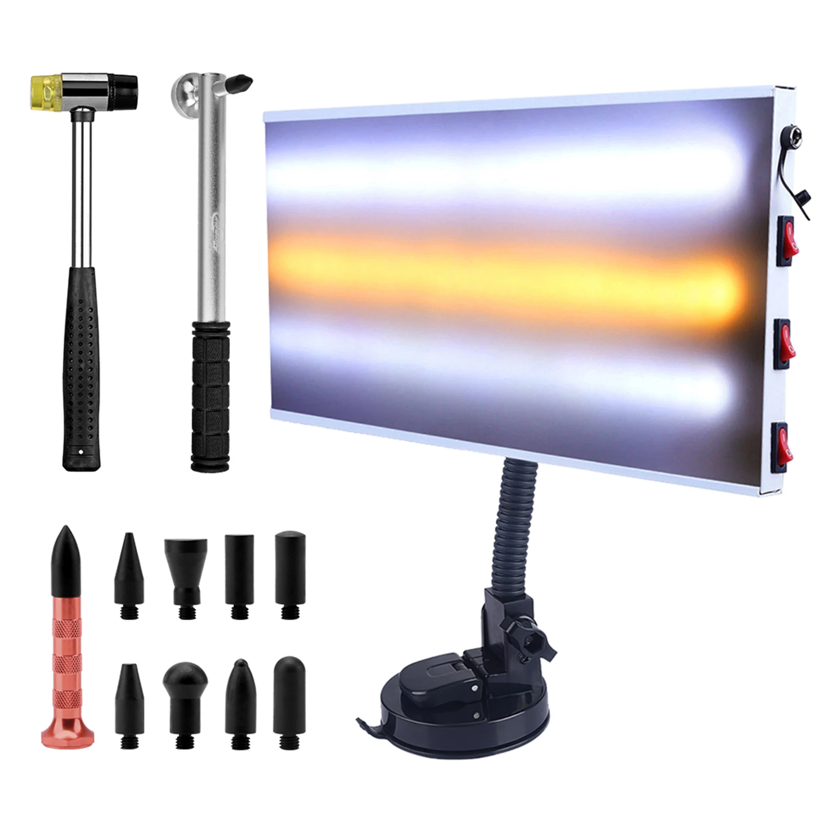 Paintless Dent Repair Kit LED Paintless Dent Repair Light Board with Dent Repair Hammer Rubber Hammer for Auto Body Dent Removal
Paintless Dent Repair Kit LED Paintless Dent Repair Light Board with Dent Repair Hammer Rubber Hammer for Auto Body Dent Removal