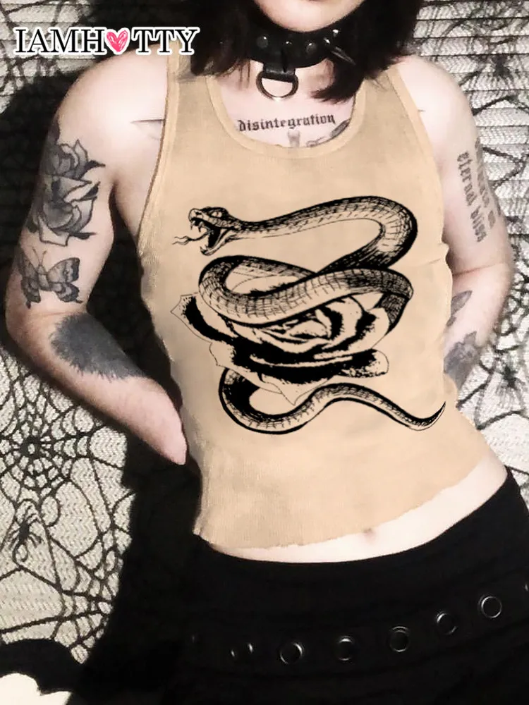 IAMHOTTY Snake Print Vintage Tank Top Women Y2K Graphic Sleeveless Crop Top Casual Basic Gothic Vest Dark Academia Camis Cute
IAMHOTTY Snake Print Vintage Tank Top Women Y2K Graphic Sleeveless Crop Top Casual Basic Gothic Vest Dark Academia Camis Cute