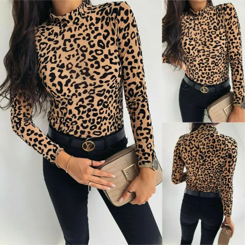 Newest Hot Women`s Sexy Leopard Printing Long Sleeve Turtleneck T-shirt Spring Autumn Sexy See Through Bodycon Cluvwear
Newest Hot Women`s Sexy Leopard Printing Long Sleeve Turtleneck T-shirt Spring Autumn Sexy See Through Bodycon Cluvwear