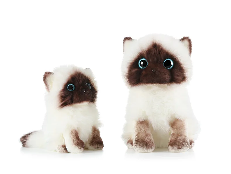 

20/26CM Blue Sequins Eyes Cats Doll Simulation Cute Siamese Cat Plush Toy Brown And White Face Ragdoll Cat Home Decor Best Gift