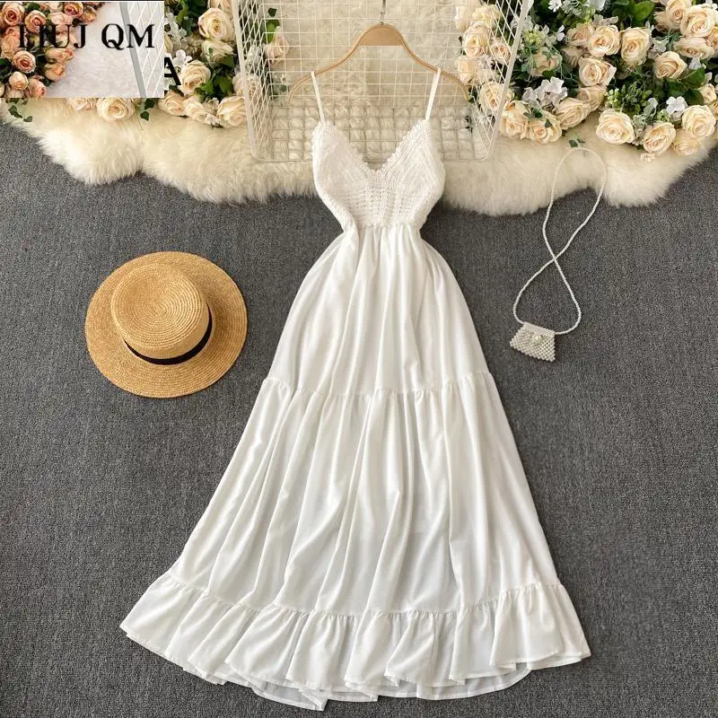 Vintage Holiday Long Dresses Women High Waist A-line Vestidos Summer 2022 New V-neck Sleeveless White Spaghetti Strap Dress
Vintage Holiday Long Dresses Women High Waist A-line Vestidos Summer 2022 New V-neck Sleeveless White Spaghetti Strap Dress