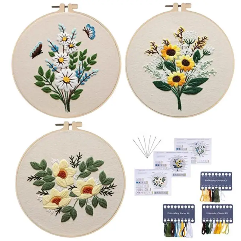 Cross Stitchs Set Stamped Cross Stitchs Kits With Cute Flowers And Plants Patterns With Embroidery Hoops And Color Threads
Cross Stitchs Set Stamped Cross Stitchs Kits With Cute Flowers And Plants Patterns With Embroidery Hoops And Color Threads