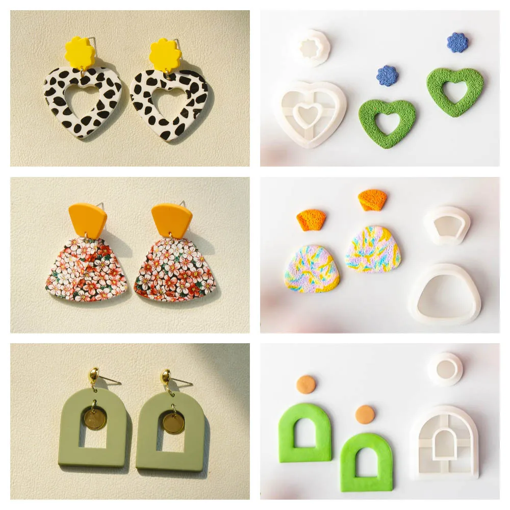 

Geometric Shape Soft Pottery Polymer Clay Cutter Ellipse Hollow French Earrings Cut Mold for Earring Jewelry Pendant Making