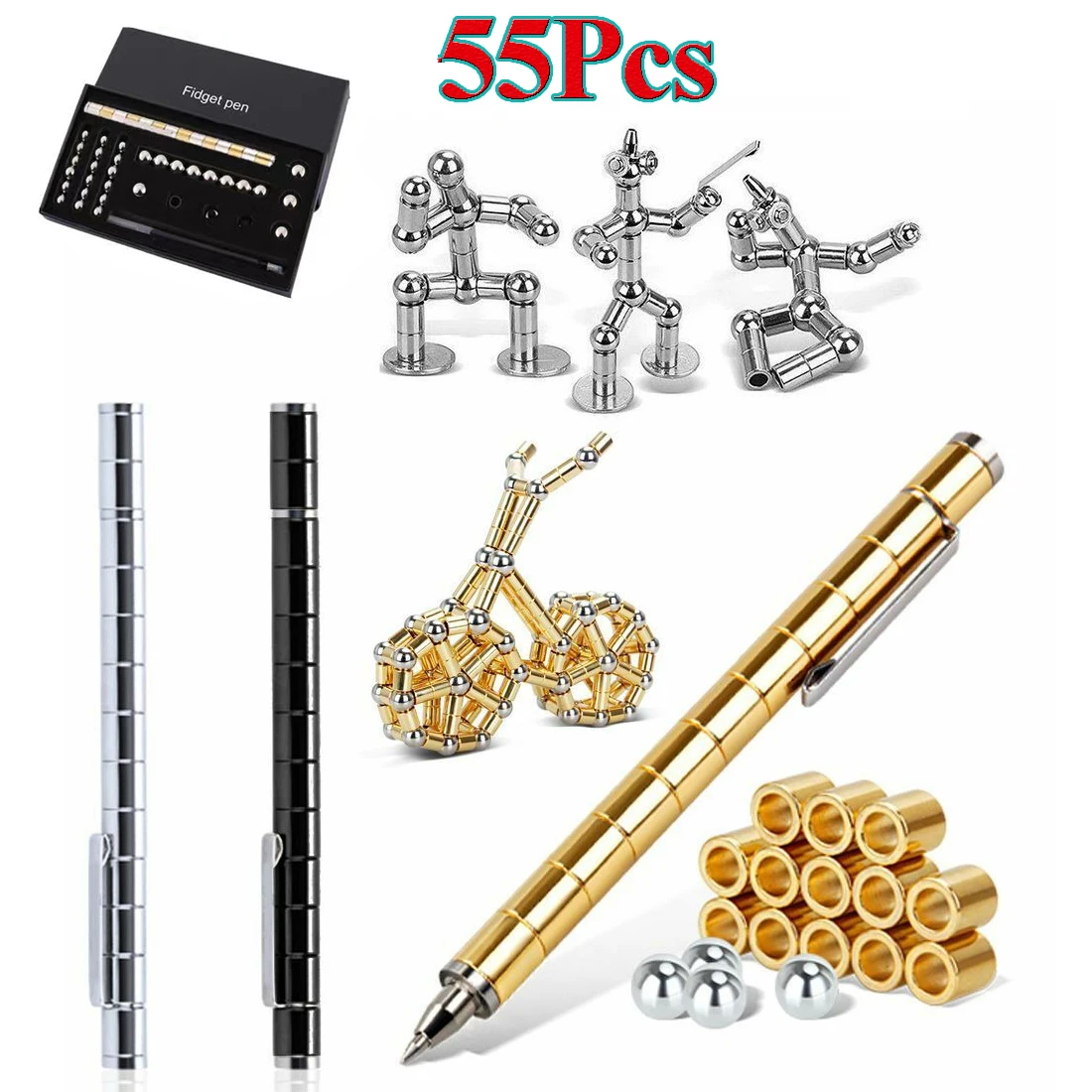 New 55Pcs/Set Magnetic Polar Pen Metal Magnet Modular Think Ink Toy Stress Fidget Antistress Focus Hands Touch Magnetic Pen Gift
New 55Pcs/Set Magnetic Polar Pen Metal Magnet Modular Think Ink Toy Stress Fidget Antistress Focus Hands Touch Magnetic Pen Gift