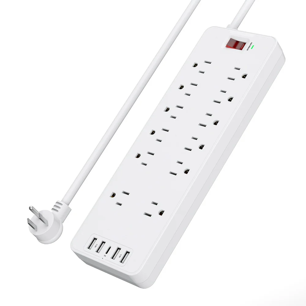 Power Strip Surge Protector with 12 AC Outlets and USB C Charging Ports 6 feet long extension cord for Home & Office
Power Strip Surge Protector with 12 AC Outlets and USB C Charging Ports 6 feet long extension cord for Home & Office