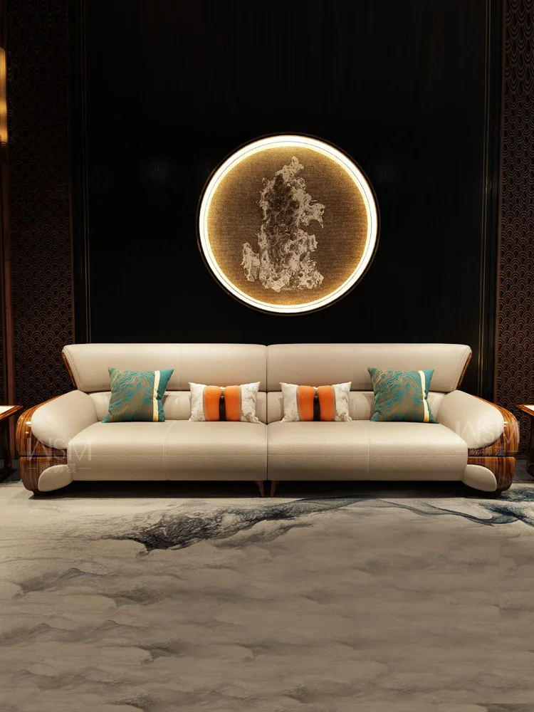 

Новый китайский стиль маленький эбеновый однотонный деревянный диван кожаный верхний слой воловья кожа белого цвета мебель на четыре сиде...