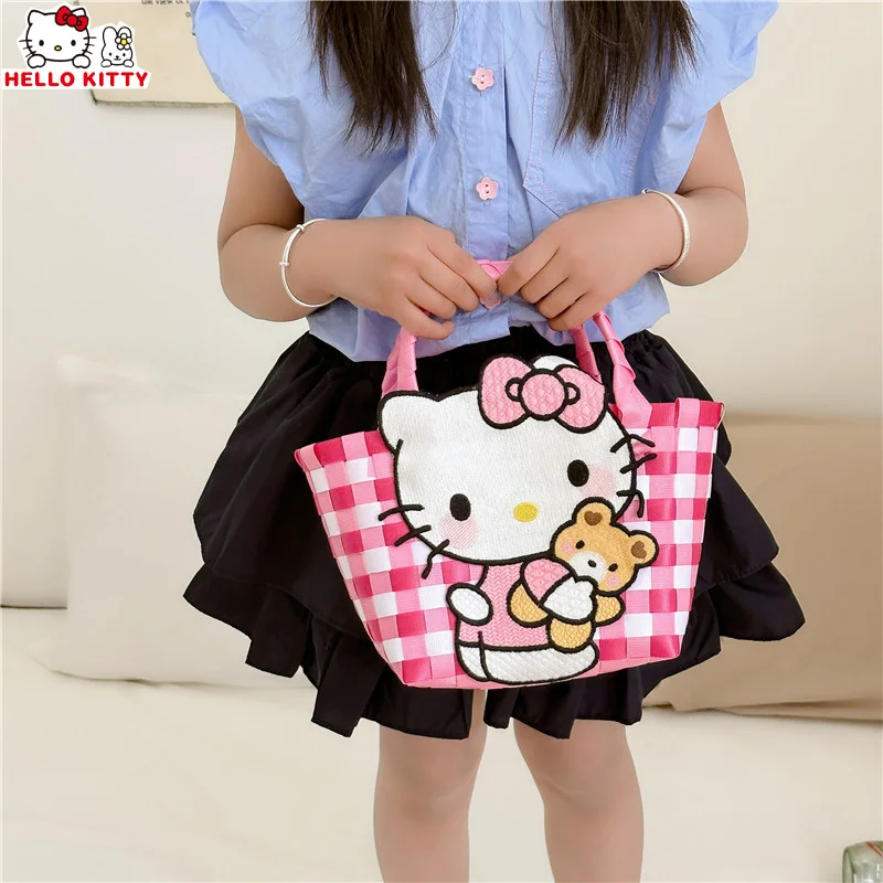 

Sanrio Bag Kawaii Kuromi Handbag Shoulder Bags Braid Hello Kitty My Melody Tote Bag for Children High-Capacity Toy Gift For Girl