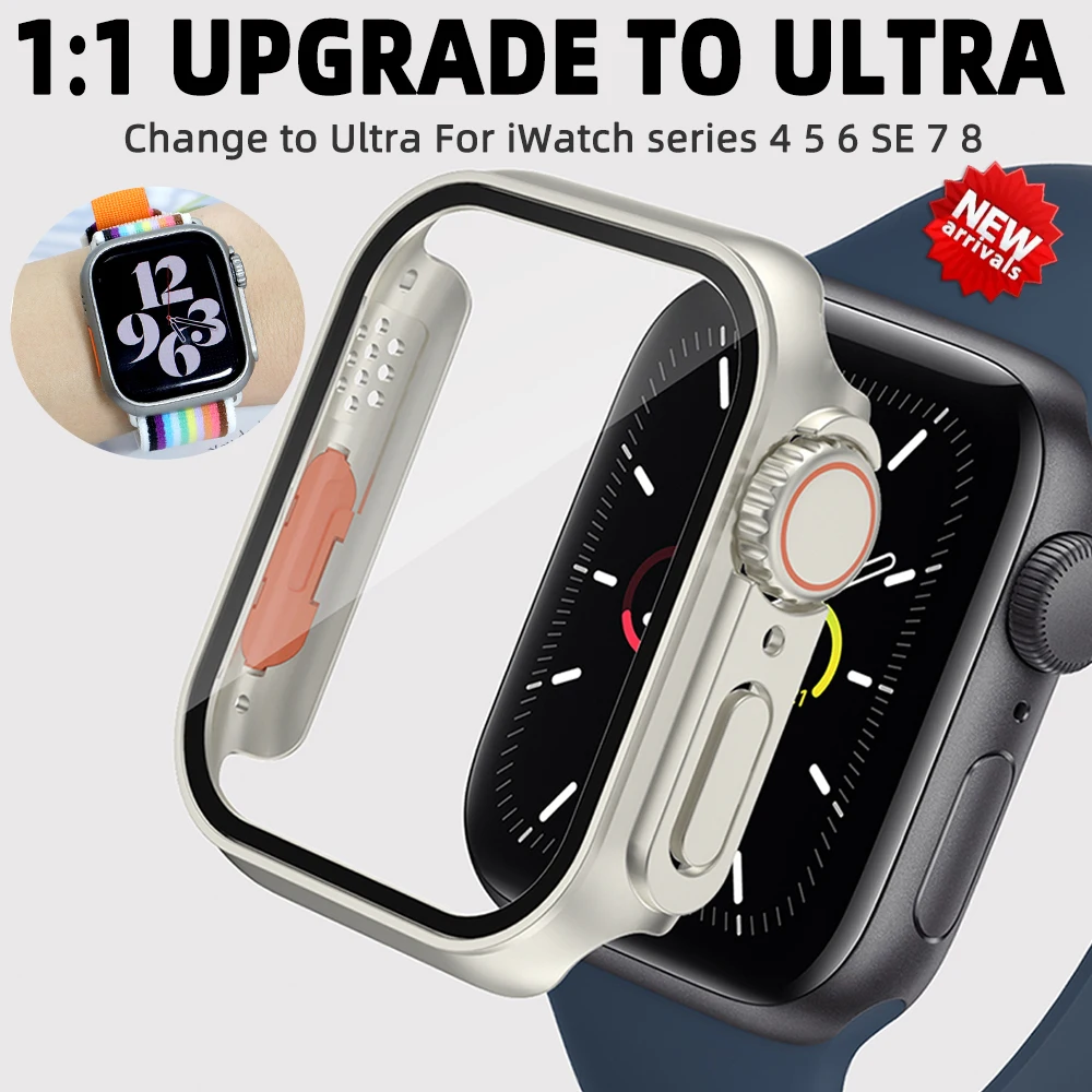 Upgrade To Ultra for Apple Watch 8 7 6 5 4 45mm 44mm 41mm 40mm Tempered Glass Cover Appearance Change To Ultra 49mm Frame Case
Upgrade To Ultra for Apple Watch 8 7 6 5 4 45mm 44mm 41mm 40mm Tempered Glass Cover Appearance Change To Ultra 49mm Frame Case