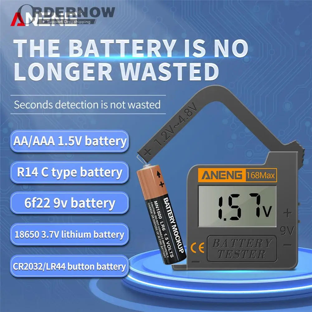 

ANENG 168Max цифровой тестер емкости литиевой батареи универсальный тест клетчатый анализатор нагрузки дисплей проверка AAA AA Кнопка сотового