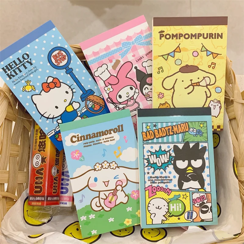 Kawaii Sanrioed аниме мультфильм серия mymelody Kuromi Cinnamoroll милая Мода девчачье сердце портативный блокнот Гостевая книга Канцтовары
Kawaii Sanrioed аниме мультфильм серия mymelody Kuromi Cinnamoroll милая Мода девчачье сердце портативный блокнот Гостевая книга Канцтовары