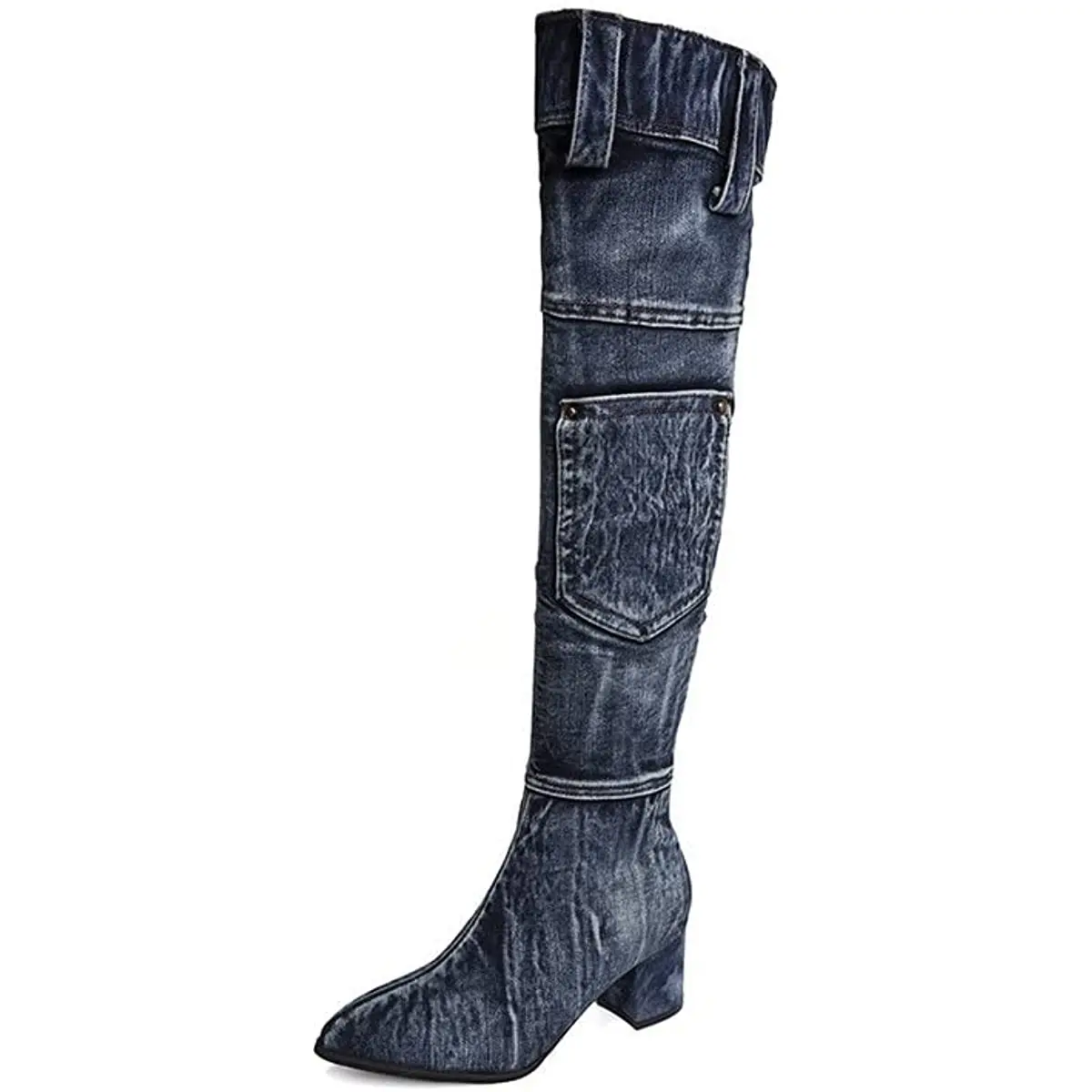 Vintage Denim Medium Heel Fashion Boots Women's Heel Pointed Over Knee Boots Knight Boots Lady's Denim Boots
Vintage Denim Medium Heel Fashion Boots Women's Heel Pointed Over Knee Boots Knight Boots Lady's Denim Boots
