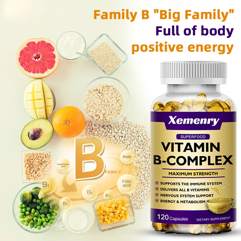 B-Complex Capsules To Reduce Stress and Support A Better Mood Aids Nervous System Health and Energy
B-Complex Capsules To Reduce Stress and Support A Better Mood Aids Nervous System Health and Energy