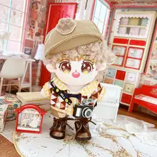 20CM Doll Clothes Explorer Reporter Dress Up Camera+Clothes+Shoes Cute Plush Doll Accessories Kpop EXO idol Doll Fans DIY Gift