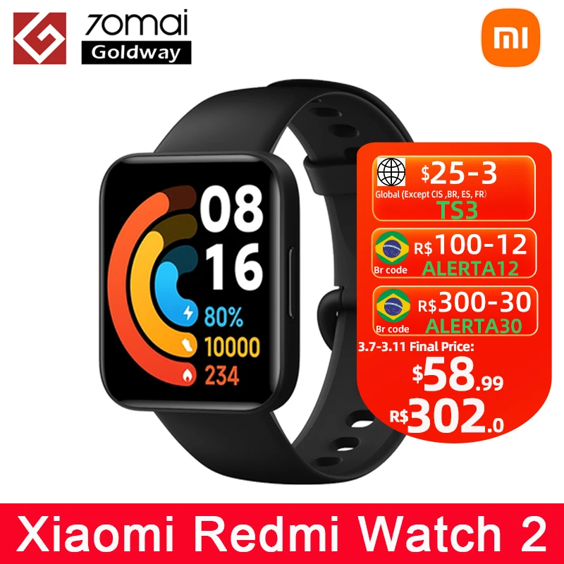 Xiaomi Redmi Watch 2 Smart Watch 1.6'' AMOLED Screen SpO2 Blood Oxygen Heart Rate SmartWatch Bluetooth 5.0 GPS Support
Xiaomi Redmi Watch 2 Smart Watch 1.6'' AMOLED Screen SpO2 Blood Oxygen Heart Rate SmartWatch Bluetooth 5.0 GPS Support