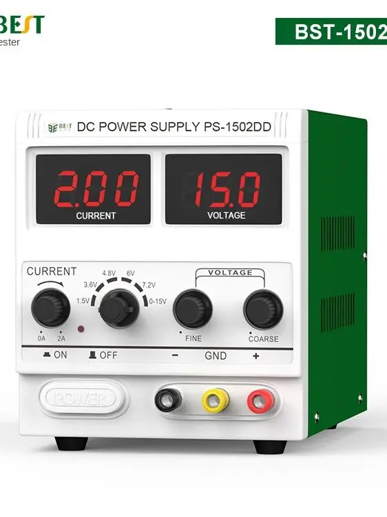 1502DD Digital Display Regulated DC Power Supply 15V2A Adjustable Mobile Phone Repair On-Off Test Protection POWER Meter
1502DD Digital Display Regulated DC Power Supply 15V2A Adjustable Mobile Phone Repair On-Off Test Protection POWER Meter