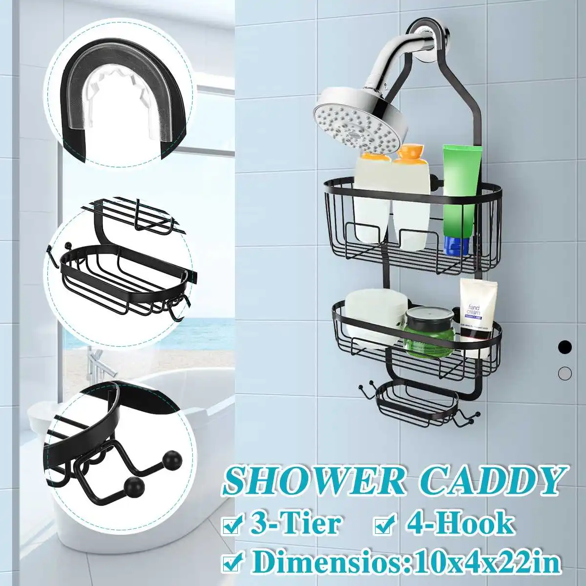 Bathroom Shelf Shower Wall Mount Shower Caddy Shampoo Storage Holder With Suction Cup Kitchen Storage Bathroom Accessories
Bathroom Shelf Shower Wall Mount Shower Caddy Shampoo Storage Holder With Suction Cup Kitchen Storage Bathroom Accessories