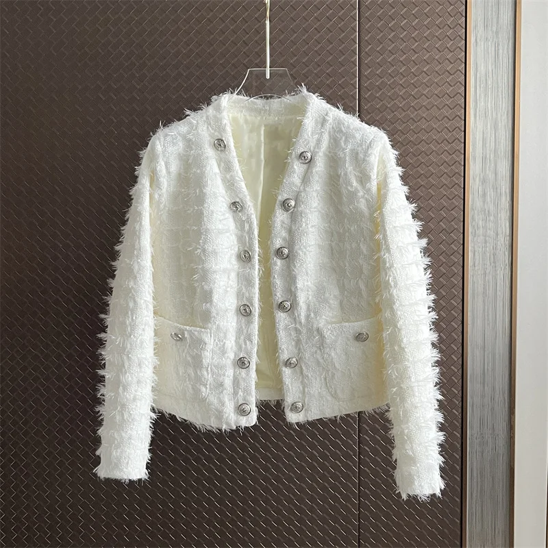 Женская твидовая куртка с кисточками, элегантная маленькая шерстяная куртка на пуговицах в винтажном стиле, верхняя одежда, Q359, для осени
Женская твидовая куртка с кисточками, элегантная маленькая шерстяная куртка на пуговицах в винтажном стиле, верхняя одежда, Q359, для осени
