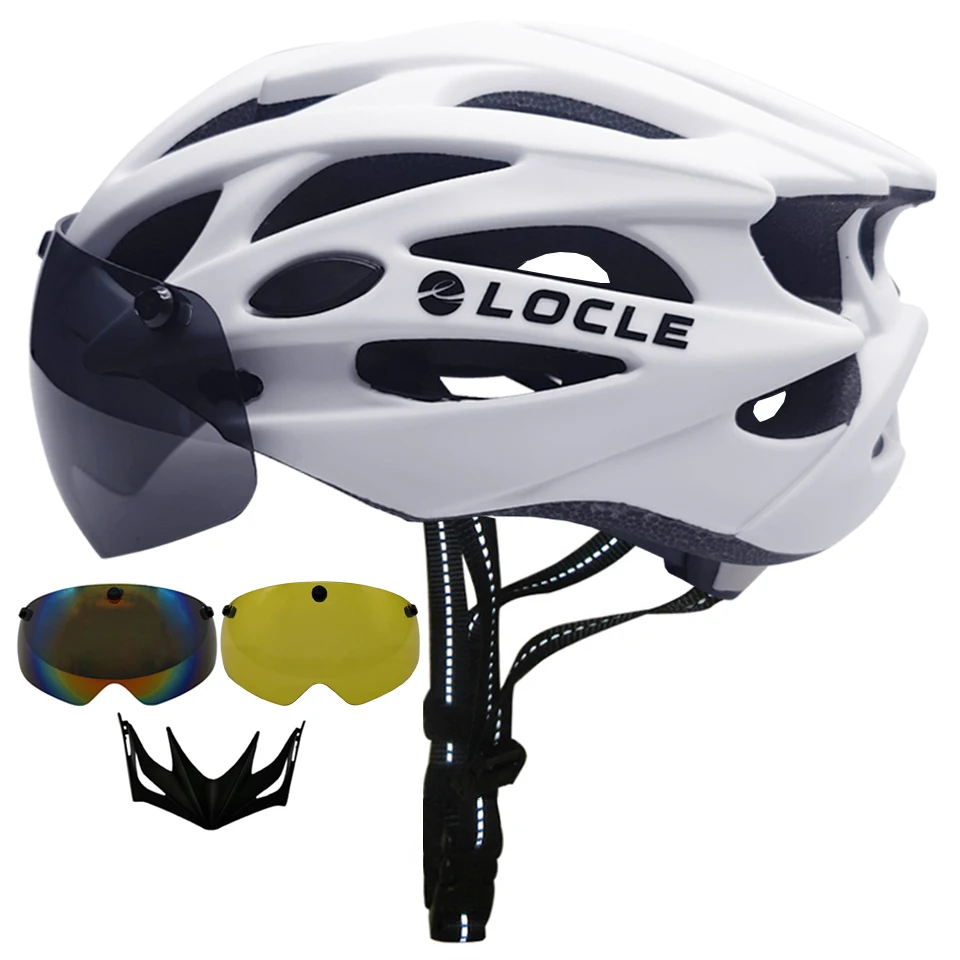 

Магнитные очки LOCLE, велосипедный шлем для мужчин и женщин, Сверхлегкий, со съемными линзами, 55-66 см, для горных и шоссейных велосипедов