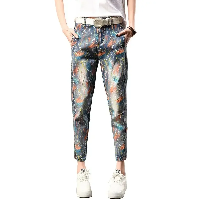 Women Cowboy Pant Flower Pants Loose Harem Pants 2022 Spring Autumn Female New Korean Printed Jeans Nine Points Pencil Pants Ach
Women Cowboy Pant Flower Pants Loose Harem Pants 2022 Spring Autumn Female New Korean Printed Jeans Nine Points Pencil Pants Ach