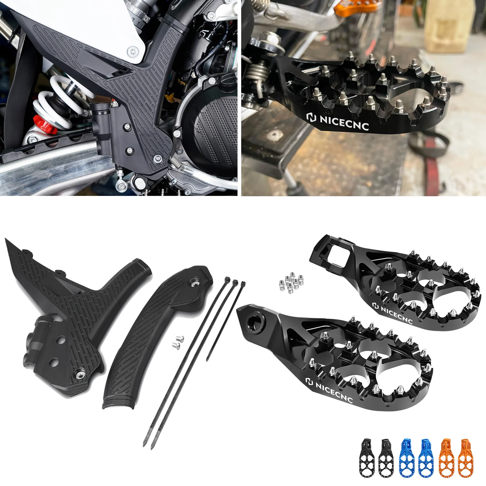 

For KTM 2024 EXC300 EXC EXCF XCW 125 200 250 300 350 400 450 500 Forged Foot Pegs Footrest Frame Guards SX SXF XC XCF 2023-2024