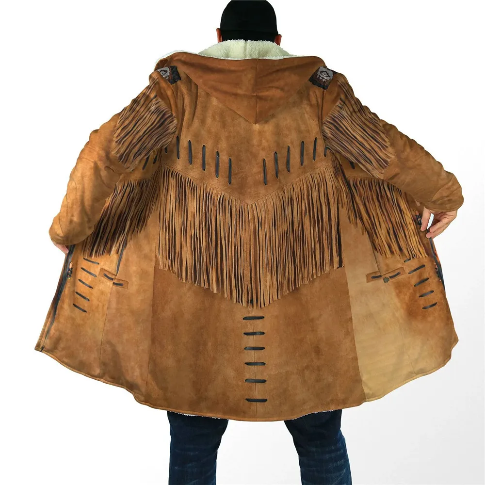HX Winter Cloak Retro Tribal Tassels Splicing 3D Printed Thick Warm Hooded Cloak for Men Windproof Fleece Cape Men Jacket 
HX Winter Cloak Retro Tribal Tassels Splicing 3D Printed Thick Warm Hooded Cloak for Men Windproof Fleece Cape Men Jacket