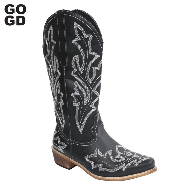 GOGD New Mid-Calf Western Boots Fashion Women's Embroidered Cowboy Cowgirl Boots Pointed Toe Thick Heels Mid-calf Riding Boots
GOGD New Mid-Calf Western Boots Fashion Women's Embroidered Cowboy Cowgirl Boots Pointed Toe Thick Heels Mid-calf Riding Boots