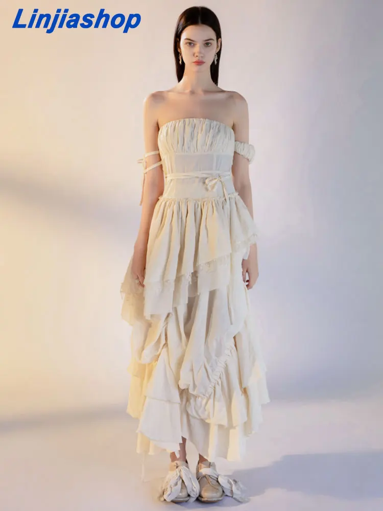 Summer women long dress slash neck ruffles elastic embroidery pleated sashes Apricot party dress
Summer women long dress slash neck ruffles elastic embroidery pleated sashes Apricot party dress