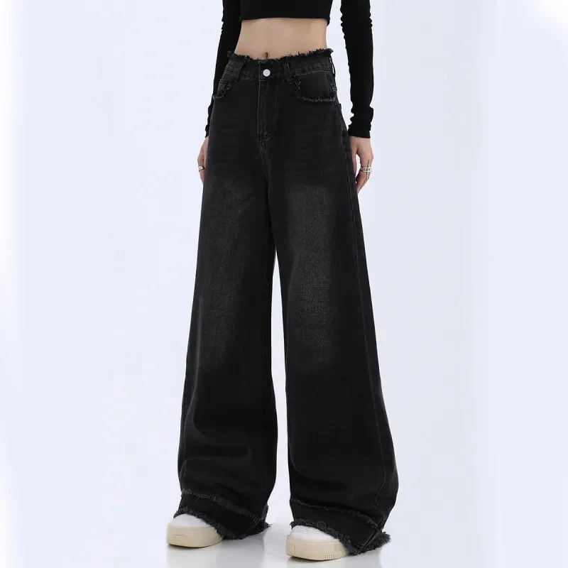 GIDYQ Y2K fashion tassel jeans women streetwear loose black wide leg pants casual all match Korean female denim trousers
GIDYQ Y2K fashion tassel jeans women streetwear loose black wide leg pants casual all match Korean female denim trousers