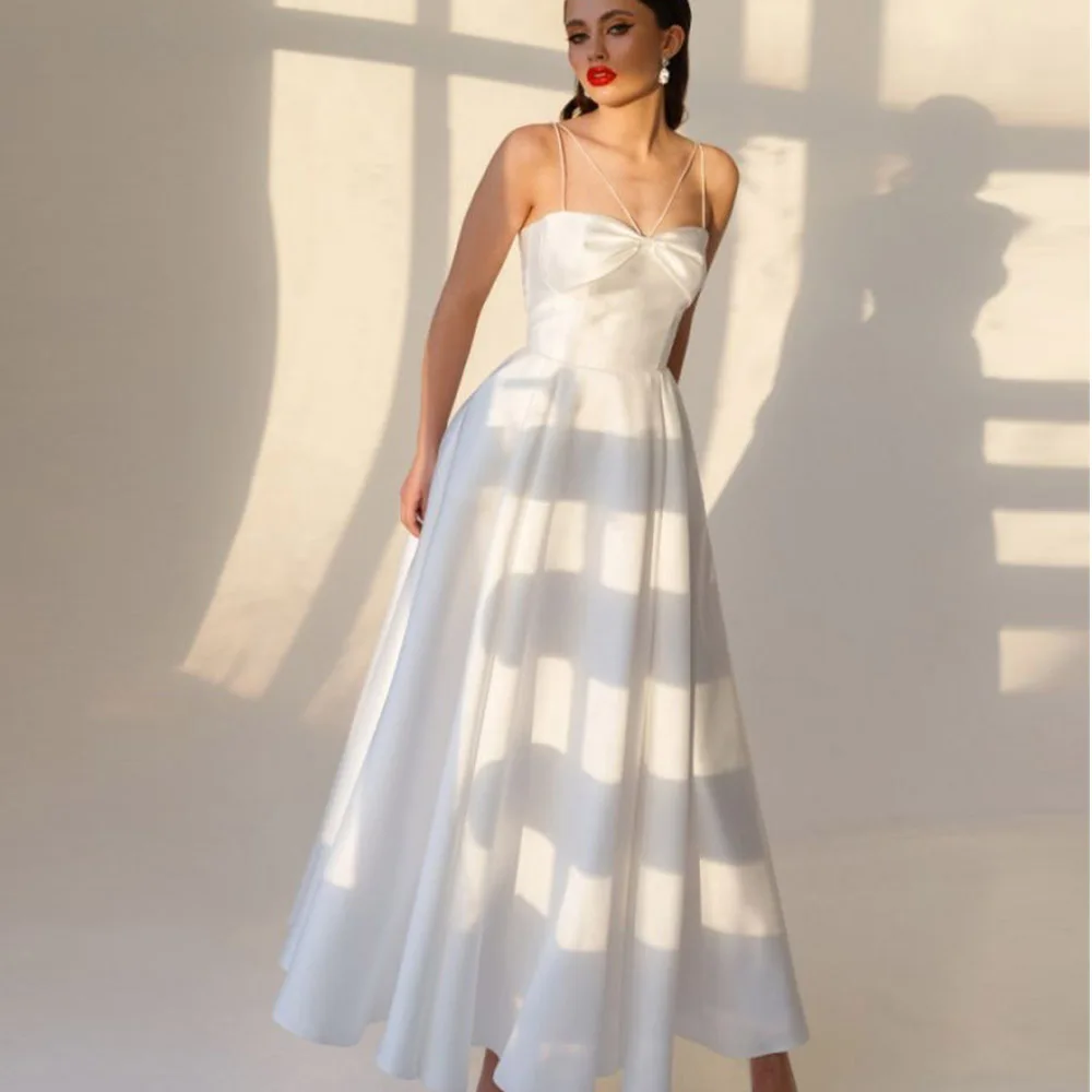 Ankle-Length Wedding Dress For Bride 2022 Spaghetti Straps Sweetheart Bridal Gowns Simple Satin Vestido De Noiva Custom Made
Ankle-Length Wedding Dress For Bride 2022 Spaghetti Straps Sweetheart Bridal Gowns Simple Satin Vestido De Noiva Custom Made