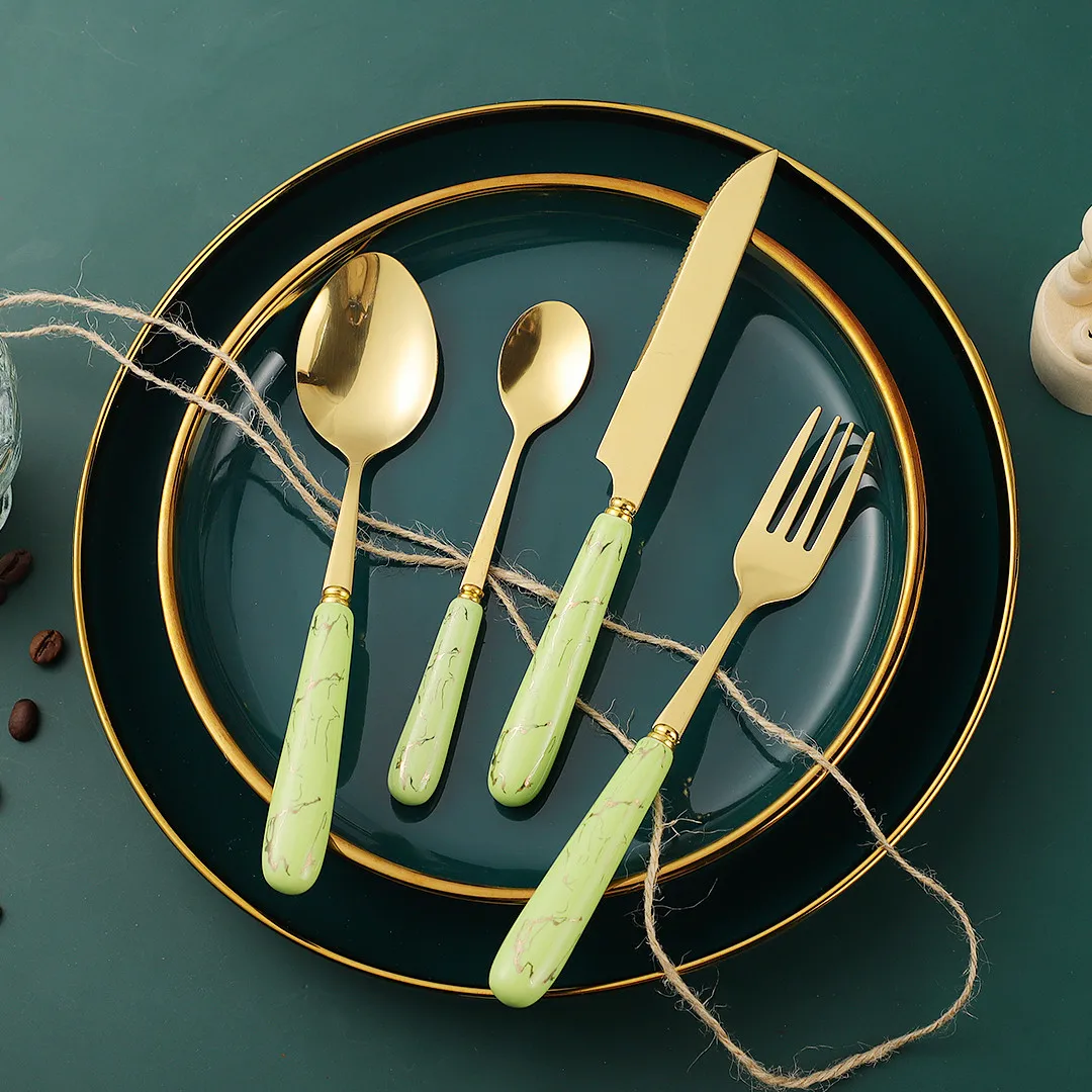Dinnerware Set Ceramic Handle Fork Spoon Knife Cutlery Stainless Steel Western Silverware For Kitchen Tableware Set
Dinnerware Set Ceramic Handle Fork Spoon Knife Cutlery Stainless Steel Western Silverware For Kitchen Tableware Set