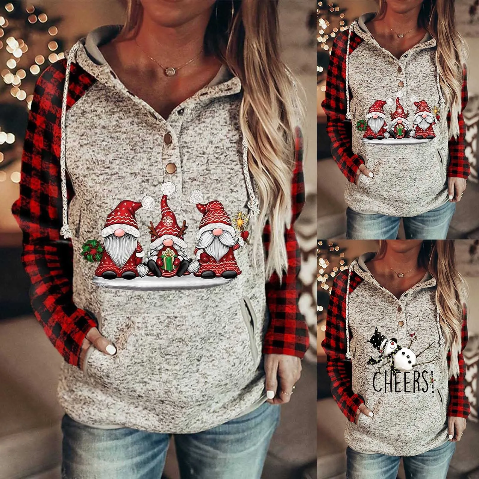 Women's Pullover Hoodies Plaid D Print Christmas Print Button Down Long Sleeve Sweatshirts With Pocket Sweatshirt Blank
Women's Pullover Hoodies Plaid D Print Christmas Print Button Down Long Sleeve Sweatshirts With Pocket Sweatshirt Blank