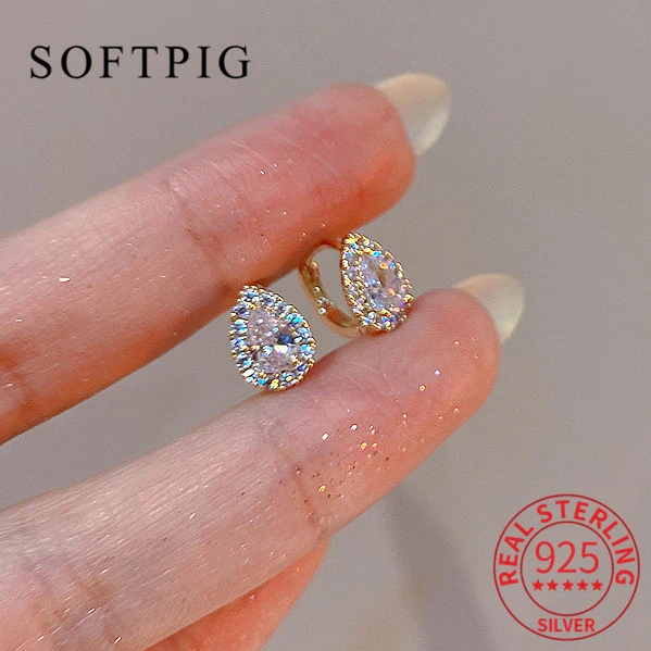 SOFTPIG Real 925 Sterling Silver Zircon Water Drop Hoop Earrings for Fashion Women Geometric Fine Jewelry Minimalist Accessories
SOFTPIG Real 925 Sterling Silver Zircon Water Drop Hoop Earrings for Fashion Women Geometric Fine Jewelry Minimalist Accessories
