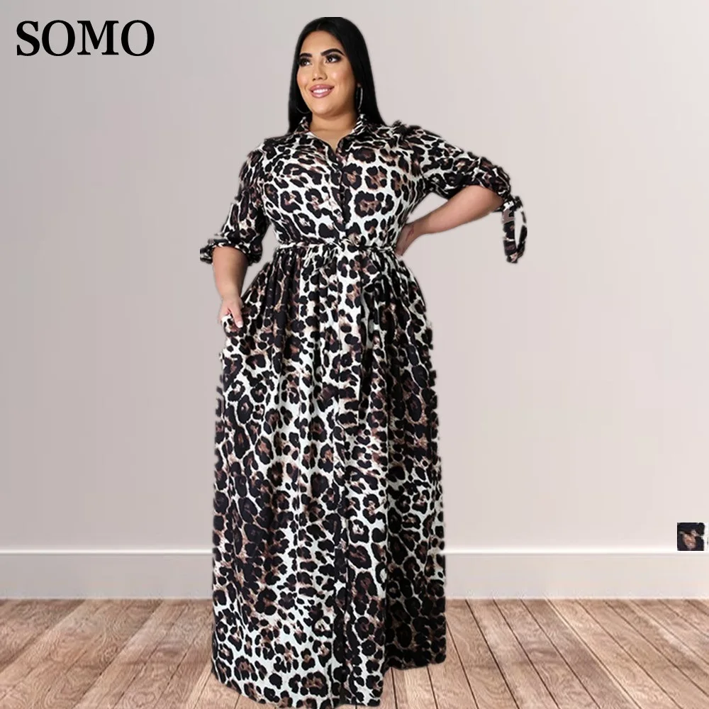 Spring Outfit Women Plus Size Dress Half Sleeves Elegant Long Dress with Lace Up Leopard Maxi Dresses Wholesale Dropshipping
Spring Outfit Women Plus Size Dress Half Sleeves Elegant Long Dress with Lace Up Leopard Maxi Dresses Wholesale Dropshipping