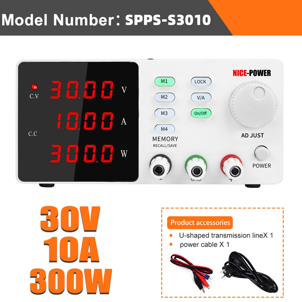 High Precision 4-Digits Adjustable DC Power Supply 30V 10A Laboratory Programmable Power Supply 60V 5A Switching Power Source
High Precision 4-Digits Adjustable DC Power Supply 30V 10A Laboratory Programmable Power Supply 60V 5A Switching Power Source