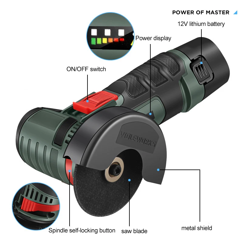 12V Electric Angle Grinder 19500rpm Cordless Grinding Tool Mini Grinder Cutter for Cutting Polishing Ceramic Tile Wood Stone
12V Electric Angle Grinder 19500rpm Cordless Grinding Tool Mini Grinder Cutter for Cutting Polishing Ceramic Tile Wood Stone