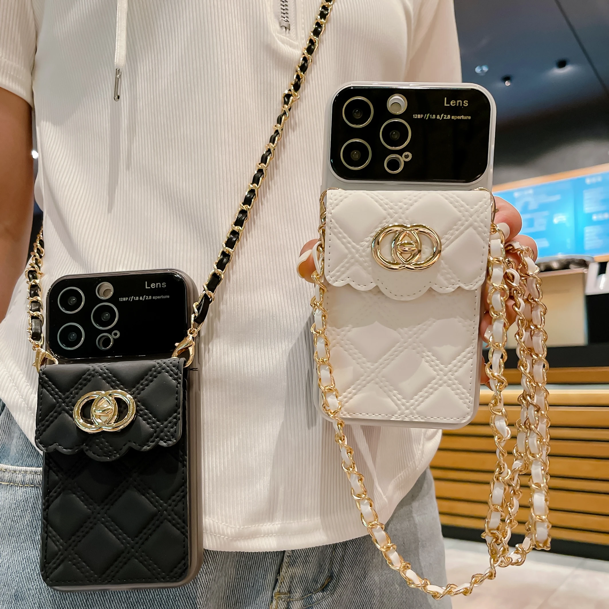 Luxury Leather Wallet Case For Iphone 14 Pro Max 13 12 11 Removable Shoulder Chain Lanyard Phone Cover With Women Makeup Mirror
Luxury Leather Wallet Case For Iphone 14 Pro Max 13 12 11 Removable Shoulder Chain Lanyard Phone Cover With Women Makeup Mirror
