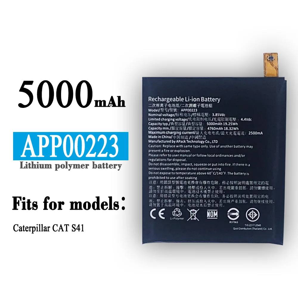 Suitable for CAT mobile phone Caterpillar Cat S41 large capacity APP00223 5000mAh battery
Suitable for CAT mobile phone Caterpillar Cat S41 large capacity APP00223 5000mAh battery