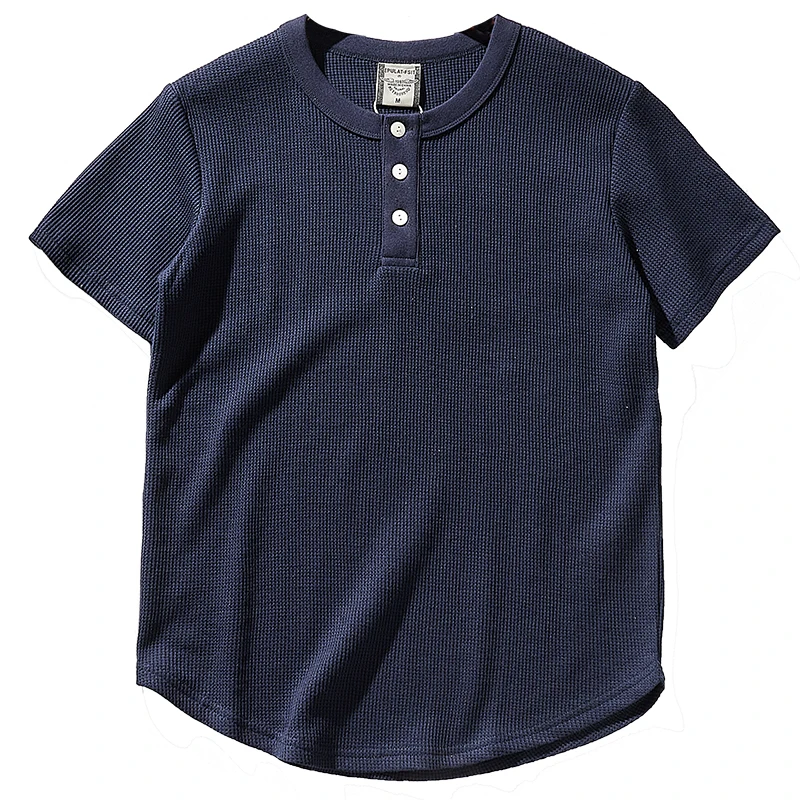 Summer New American Retro Waffle Henry Collar T-shirt Men's Fashion Simple Pure Cotton Washed Old Short Sleeve Casual Loose Tops
Summer New American Retro Waffle Henry Collar T-shirt Men's Fashion Simple Pure Cotton Washed Old Short Sleeve Casual Loose Tops