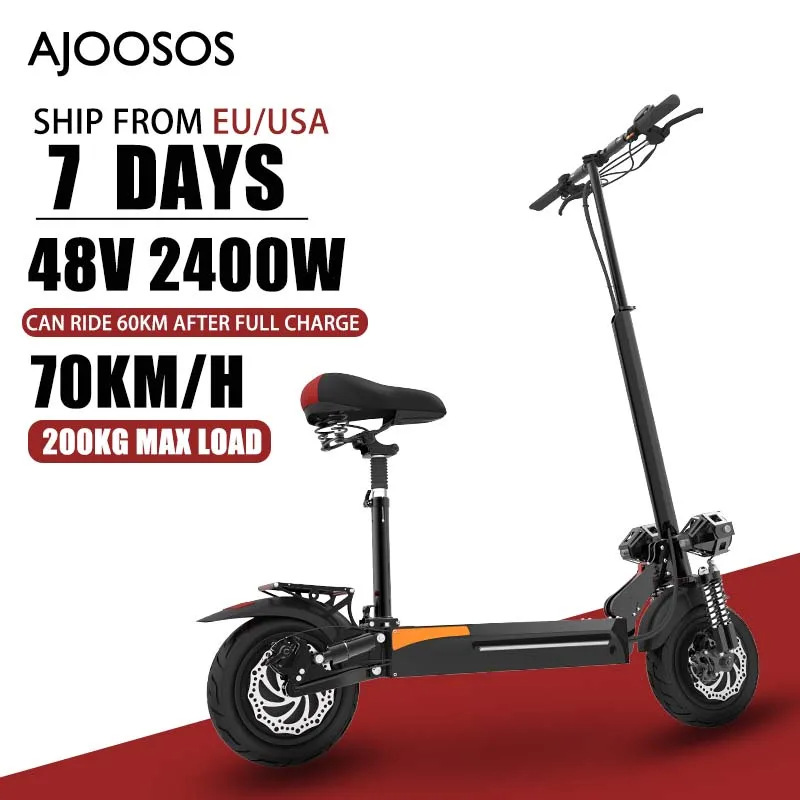 X5 2400W 48V Electric Scooter 18AH 60KM Range E Scooter 2-Motor Drive Trottinette électrique for Adults Removable Seat US Stock
X5 2400W 48V Electric Scooter 18AH 60KM Range E Scooter 2-Motor Drive Trottinette électrique for Adults Removable Seat US Stock