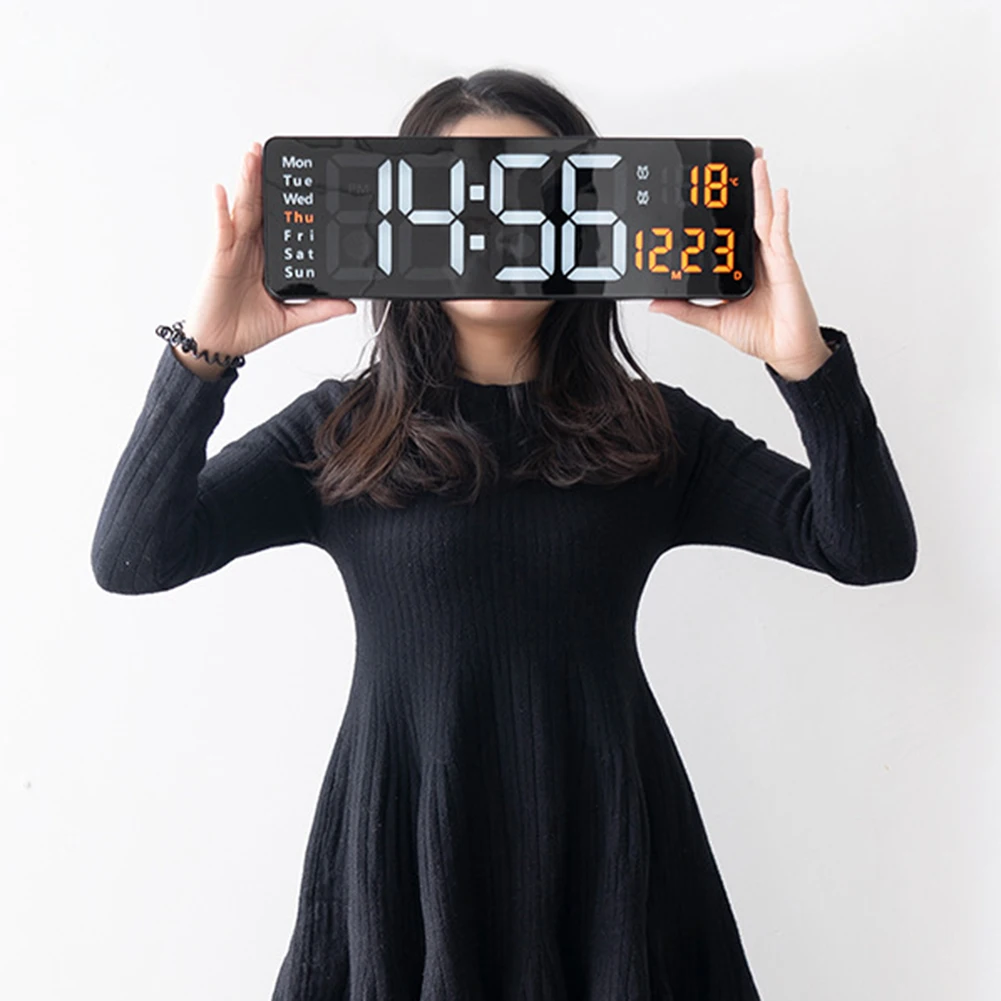 Large Digital Wall Clock with Remote Control Temperature Calender Count Up/Down Power Off Memory Dual Alarms Digital LED Clocks
Large Digital Wall Clock with Remote Control Temperature Calender Count Up/Down Power Off Memory Dual Alarms Digital LED Clocks