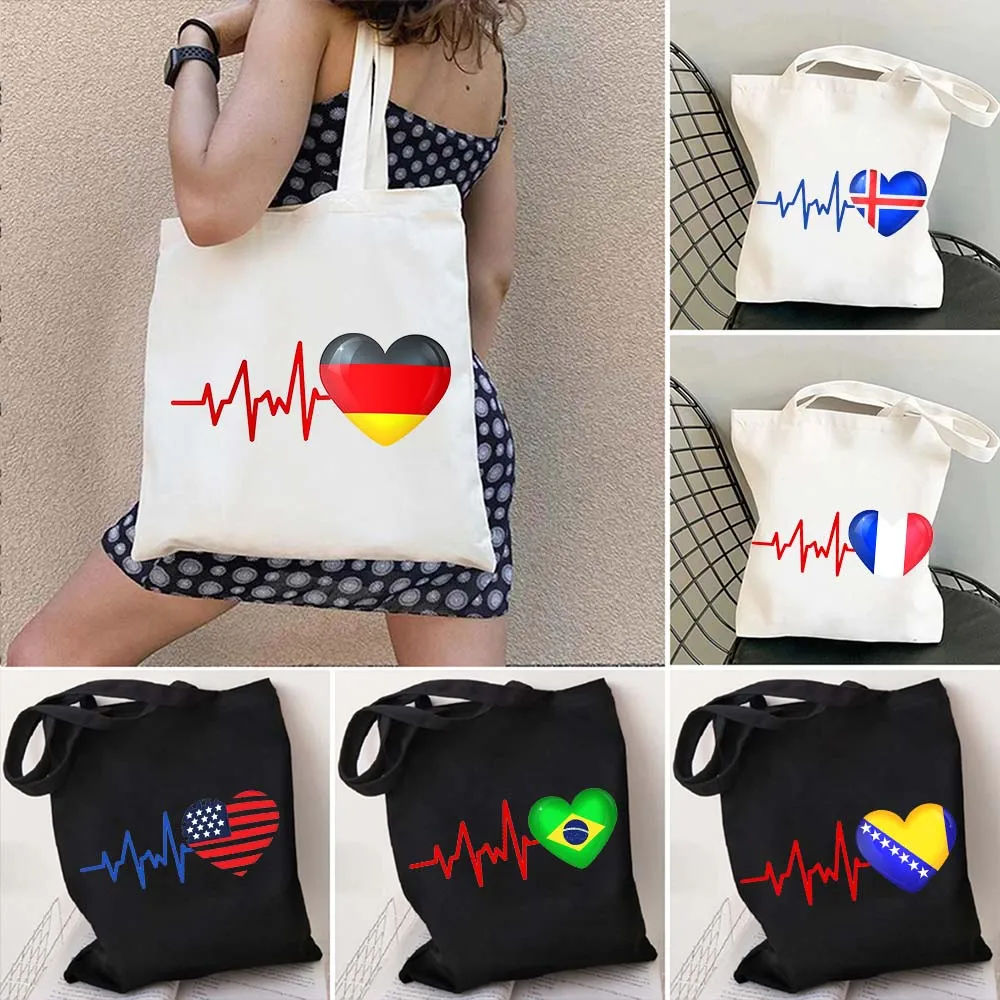 AMERICAN BOSNIA GERMANY BELGIUM CHILE BRAZIL France IRAQ ICELAND Colorado NORWAY Heartbeat Flag Canvas Totes Bag Shopper Handbag
AMERICAN BOSNIA GERMANY BELGIUM CHILE BRAZIL France IRAQ ICELAND Colorado NORWAY Heartbeat Flag Canvas Totes Bag Shopper Handbag