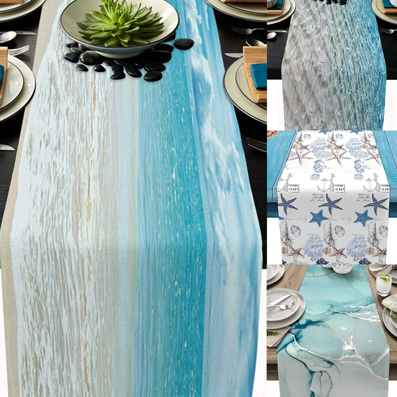 1PC Marble Turquoise Aqua Linen Table Runner Holiday Party Decoration Modern Dinner Table Runner for Wedding Kitchen Table Decor 
1PC Marble Turquoise Aqua Linen Table Runner Holiday Party Decoration Modern Dinner Table Runner for Wedding Kitchen Table Decor
