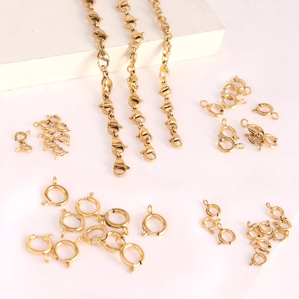 10-30pcs 316L Stainless Steel Gold Round Spring Clasps Hooks for Bracelet Necklace Lobster Clasps Jump Rings Hooks Connectors
10-30pcs 316L Stainless Steel Gold Round Spring Clasps Hooks for Bracelet Necklace Lobster Clasps Jump Rings Hooks Connectors