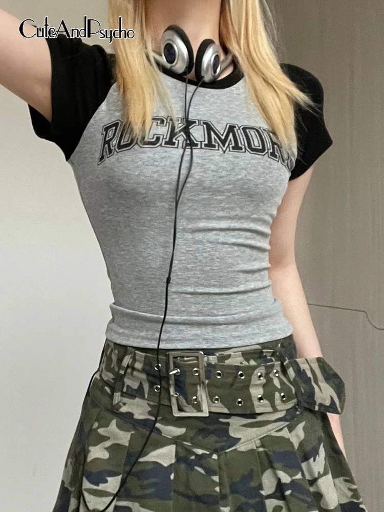 Повседневные модные детские футболки cuteandпсихоз с круглым вырезом, хлопковые рубашки с пэчворком и буквенным принтом, уличная мода, базовая женская одежда 
Повседневные модные детские футболки cuteandпсихоз с круглым вырезом, хлопковые рубашки с пэчворком и буквенным принтом, уличная мода, базовая женская одежда