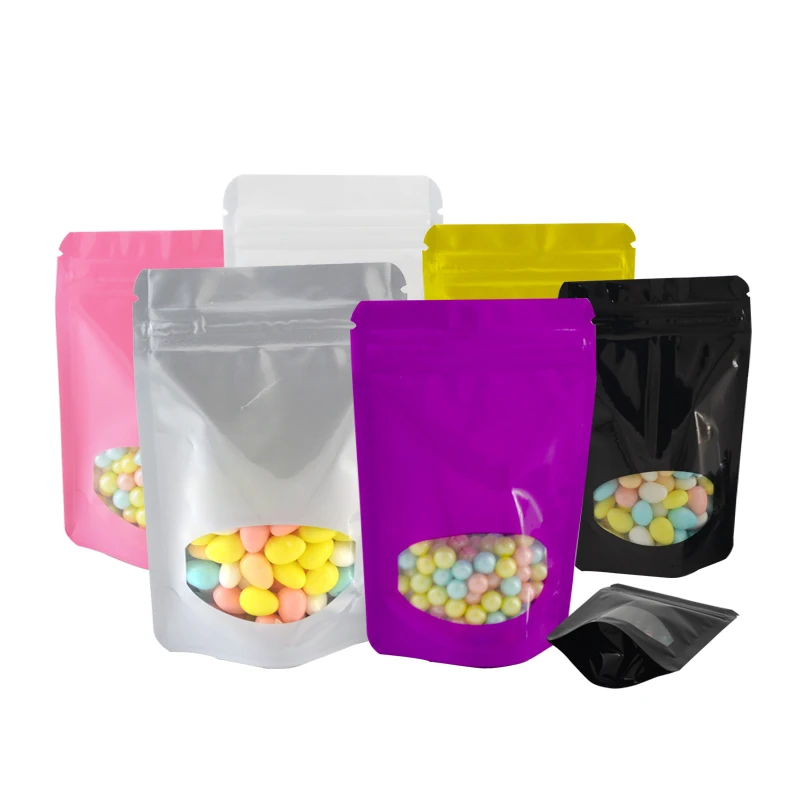 100pcs Solid Color Aluminum Foil Bag Reclosable Standing Food Packaging Bag with Display Window Self-Sealed Plastic Zipper Bags
100pcs Solid Color Aluminum Foil Bag Reclosable Standing Food Packaging Bag with Display Window Self-Sealed Plastic Zipper Bags
