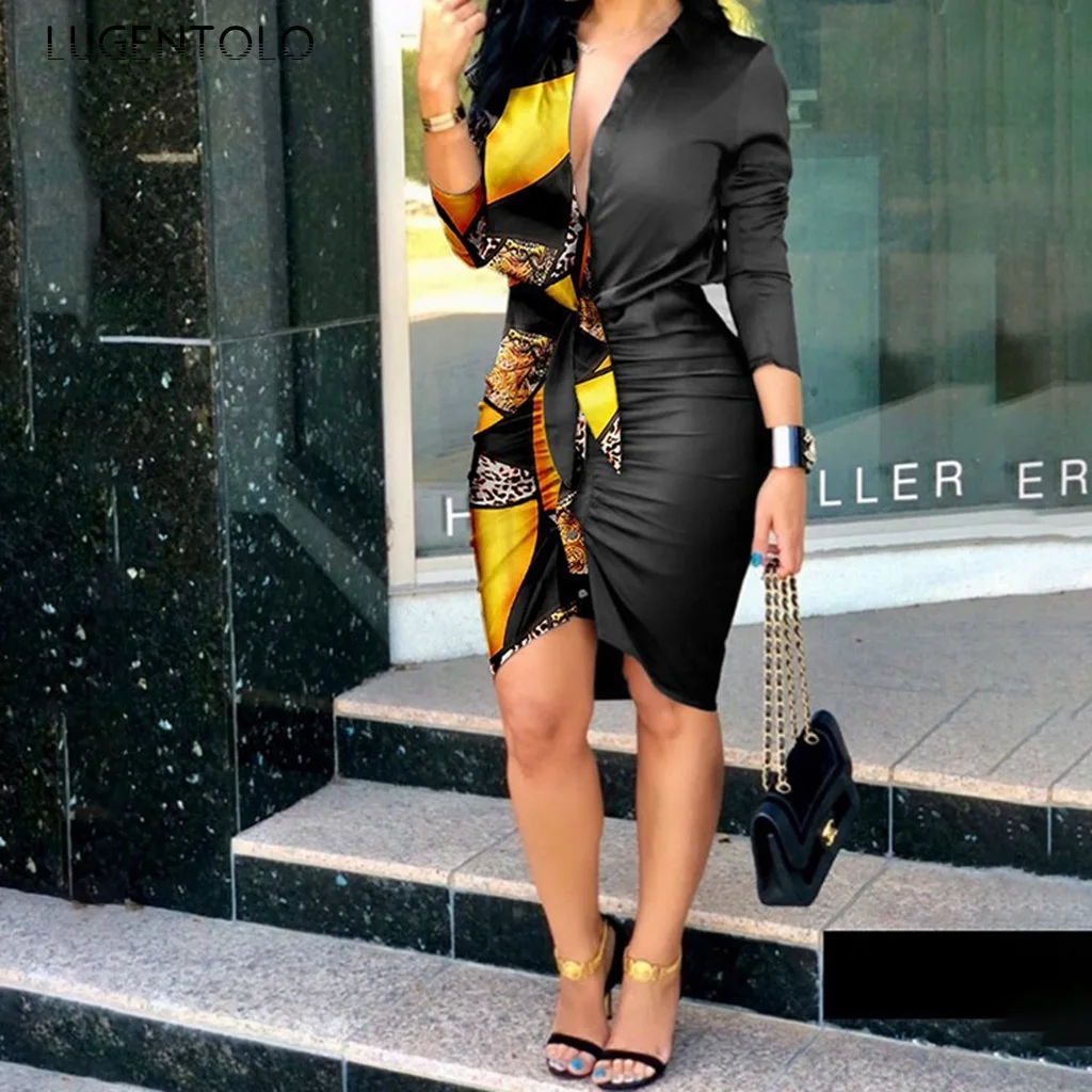 Женское платье-рубашка с V-образным вырезом, облегающее однобортное платье с длинным рукавом, женское элегантное тонкое мини-платье с принт...
Женское платье-рубашка с V-образным вырезом, облегающее однобортное платье с длинным рукавом, женское элегантное тонкое мини-платье с принт...