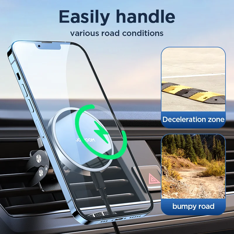 Magnetic Car Phone Holder, Wireless Charger, Fast Air Vent Charging, 15W Qi, iPhone 15 14, 13, 12 Series
Magnetic Car Phone Holder, Wireless Charger, Fast Air Vent Charging, 15W Qi, iPhone 15 14, 13, 12 Series
